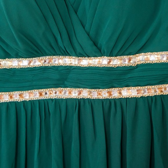 Ever-Pretty Women's Chiffon V Neck Cap Sleeve Backless Gown in Deep Green - Picture 10 of 16